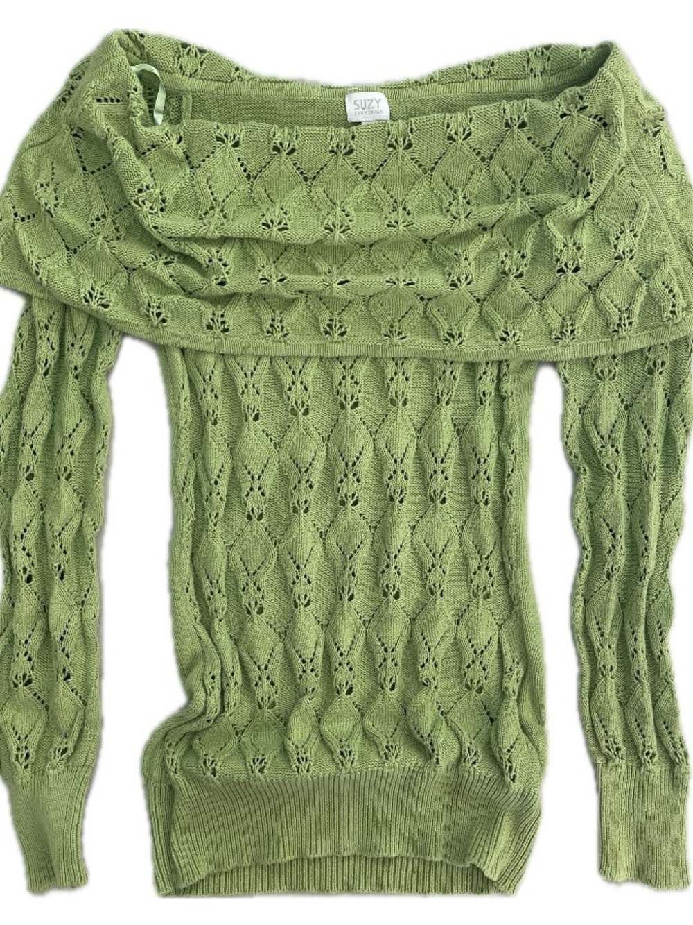 ✰ Suzy Shier Light Green Off-Shoulder Knit Sweater ✰